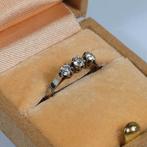 Witgouden Art Deco ring met diamanten, Wit, Ophalen of Verzenden, Met edelsteen, Dame