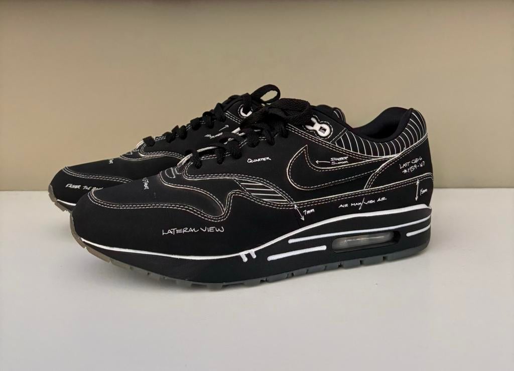 Nike Air Max 1 Tinker Sketch To Shelf Black.  Maat 44, Zwart, Ophalen of Verzenden, Sneakers of Gympen, Zo goed als nieuw