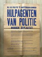 Zeldzame Politie Amsterdam Hulpagenten Poster 1945, Ophalen of Verzenden