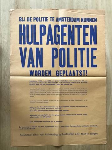 Zeldzame Politie Amsterdam Hulpagenten Poster 1945 beschikbaar voor biedingen
