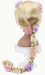 Stijlvolle Blonde Rapunzel-Geïnspireerde Pruik met Bloemen, Ophalen, Nieuw, Pruik of Haarverlenging