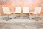 ZGAN4 cremekleurige leren Leolux Spring eetkamerstoelen, Leolux, Design, Ophalen of Verzenden, Zo goed als nieuw