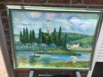 Toscaans Landschap Schilderij Klassiek Ingelijst, Antiek en Kunst, Ophalen of Verzenden