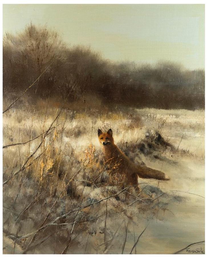 Pieter Dik “Vos in de duinen” olieverfschilderij, Antiek en Kunst, Kunst | Schilderijen | Klassiek, Ophalen of Verzenden