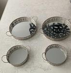 Set decoratie of serveer plateau ket spiegel, Ophalen of Verzenden, Zo goed als nieuw, Zilver, Dame