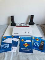 Fritz!Box 7590 + 2x Fritz!Fon, Computers en Software, Routers en Modems, Ophalen, Zo goed als nieuw, Router met modem, Fritz!Box