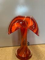 Vintage Murano-Stijl Kelkvaas - Rood/Wit Latticino - 28cm, Ophalen of Verzenden