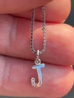 Zilveren stelbare ketting hot diamonds hanger letter j diama, Ophalen of Verzenden, Zo goed als nieuw, Zilver