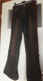 Aparte donkerblauwe 5 pocket jeans roestbruine details 36 38, Verzenden, Gedragen, Blauw, W28 - W29 (confectie 36)