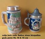 set oude stenen Duitse bierpullen, jaren 50, zijn gaaf, Ophalen of Verzenden, Zo goed als nieuw, Pul(len), Overige merken