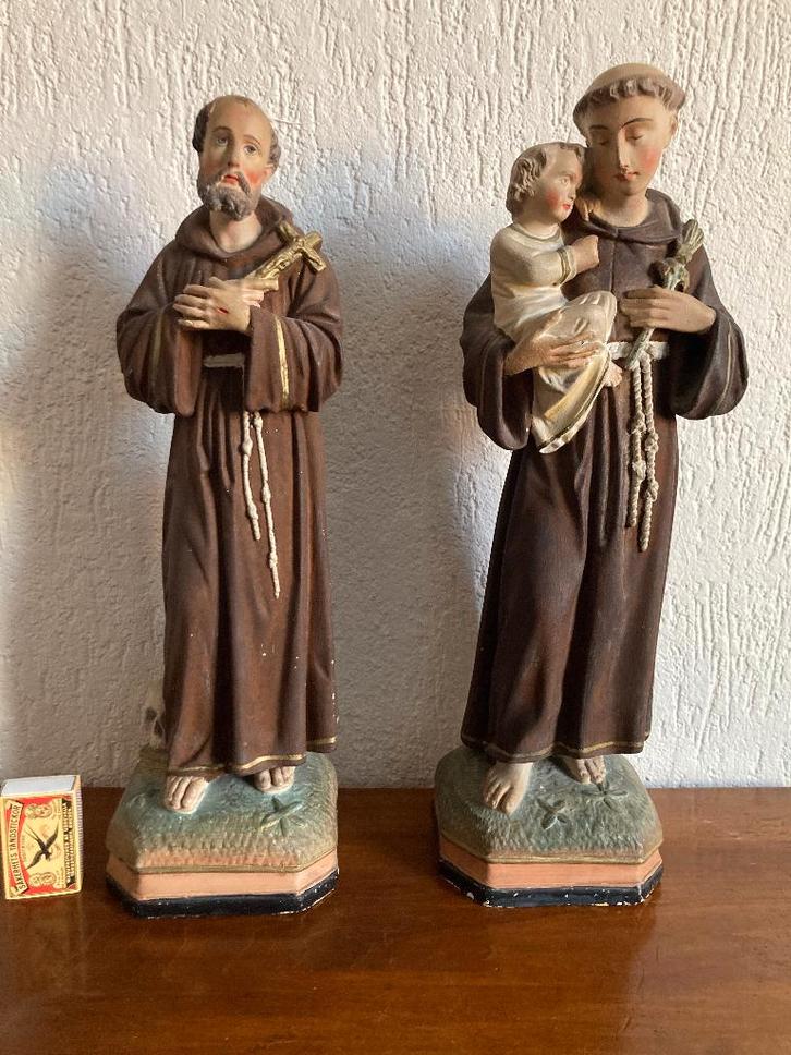 Twee heilige monniken grote stenen monnikbeelden beelden, Antiek en Kunst, Antiek | Religie, Ophalen of Verzenden