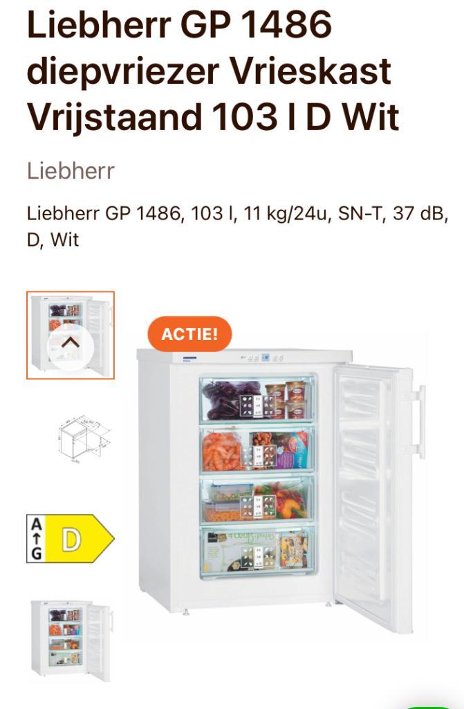 Losstaande vriezer tafelmodel Liebherr, Witgoed en Apparatuur, Vriezers en Diepvrieskisten, Gebruikt, Vrijstaand, Vrieskast, 85 tot 120 cm