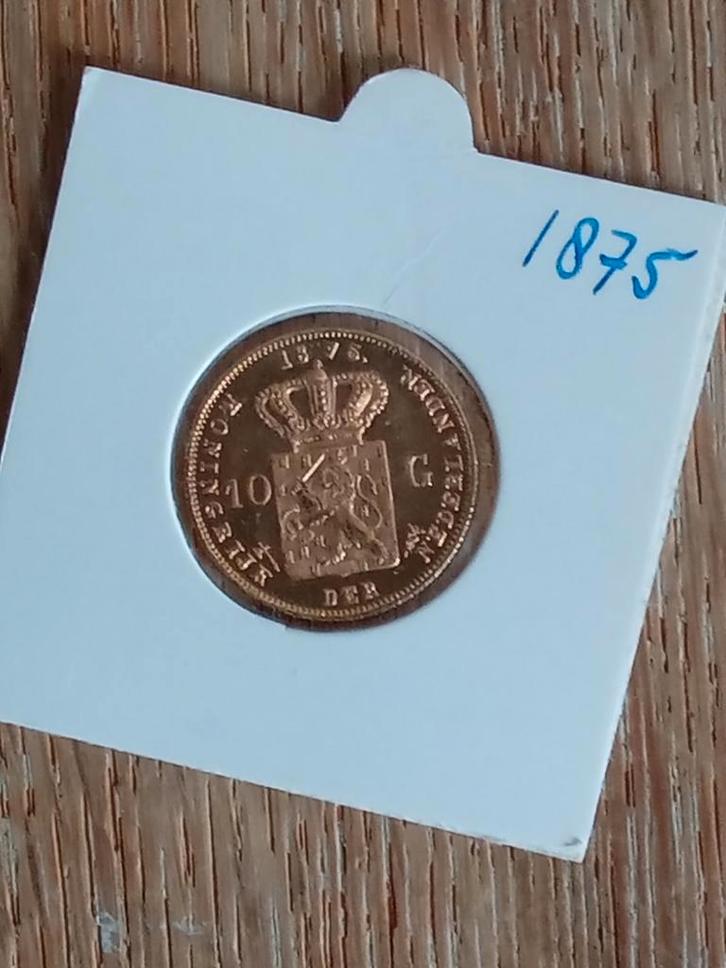 Gouden tientje 1875 Koning Willem III, Postzegels en Munten, Munten | Nederland, Setje, 10 gulden, Koning Willem III, Goud, Verzenden