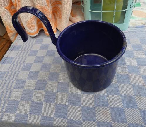 blauw emaille borstelpot/ zeepmok/ keukenpot, Antiek en Kunst, Antiek | Emaille, Ophalen of Verzenden