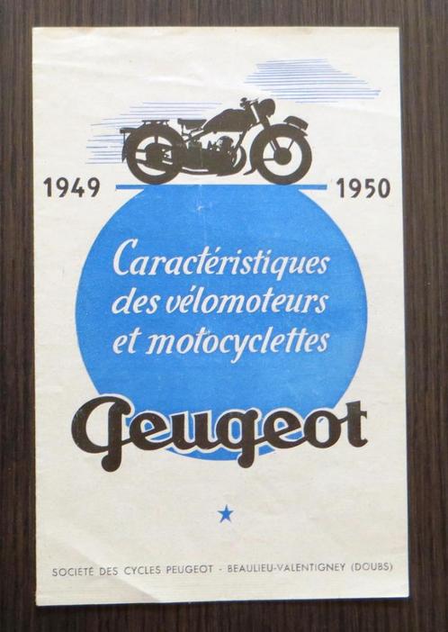 Franse folder Peugeot motoren 1949 - 1950, Motoren, Handleidingen en Instructieboekjes, Overige merken, Verzenden