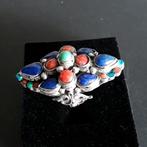 Afghaanse ring lapis lazuli turquoise  bloedkoraal maat 17,5, Ophalen of Verzenden, Zo goed als nieuw