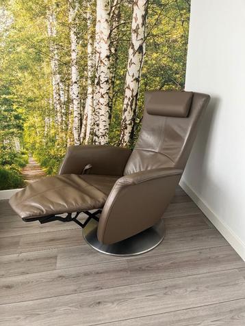 Nette Prominent Relaxfauteuil Taupe Leer Draaibaar S/M beschikbaar voor biedingen