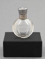 antiek parfumflesje, kristal met verzilverde dop, 19e eeuw, Antiek en Kunst, Verzenden