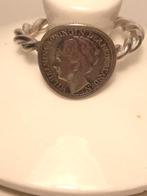 antieke zilveren ring dubbeltje Wilhelmina, Verzenden, Zilver, Ring