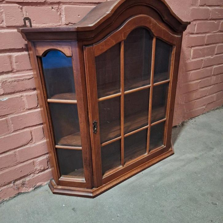 Klein eiken vitrinekastje, Huis en Inrichting, Kasten | Vitrinekasten, Gebruikt, Minder dan 100 cm, Minder dan 50 cm, 25 tot 50 cm