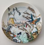Porseleinen bord - Wintertafereel met schaatsers en dieren, Ophalen of Verzenden