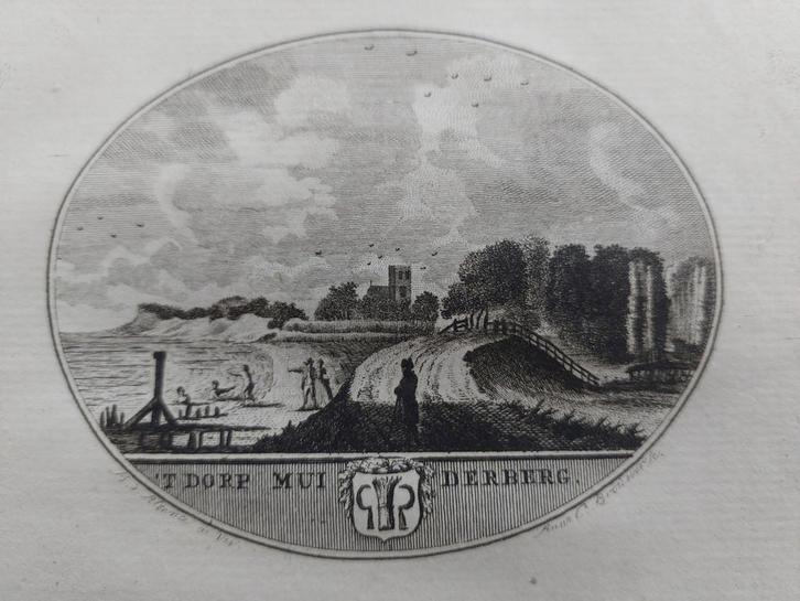 63 / Muiderberg - Gravure uit 1793 door Oleffen & Bakker, Antiek en Kunst, Kunst | Etsen en Gravures, Ophalen of Verzenden