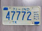 Kentekenplaat 1971 Indiana USA Nummerplaat Nummerbord, Verzamelen, Ophalen of Verzenden, Gebruikt, Auto's