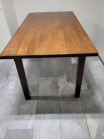 Massieve mooie Eettafel voor 6 á 8 pers. Donker bruin houte, Ophalen, 100 tot 150 cm, Eikenhout, 50 tot 100 cm