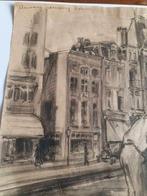 Potloodtekening Amsterdam Henri Bolte demping Rokin 1933, Antiek en Kunst, Ophalen