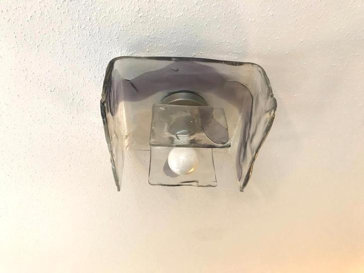 Carlos Nason plafondlamp # Vintage 70s # Murano glas, Huis en Inrichting, Lampen | Plafondlampen, Zo goed als nieuw, Glas, Metaal