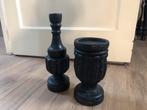 Zwarte Houten Kandelaren Set, Ophalen, 25 tot 50 cm, Zwart, Zo goed als nieuw