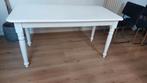 Witte houten tafel met klassieke poten, Huis en Inrichting, Ophalen, 50 tot 100 cm, Zo goed als nieuw, Vijf personen of meer