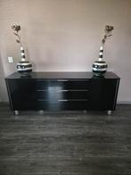 Moderne zwarte dressoir met lades en deuren, Huis en Inrichting, Kasten | Dressoirs, Ophalen, Overige materialen, Gebruikt, 150 tot 200 cm