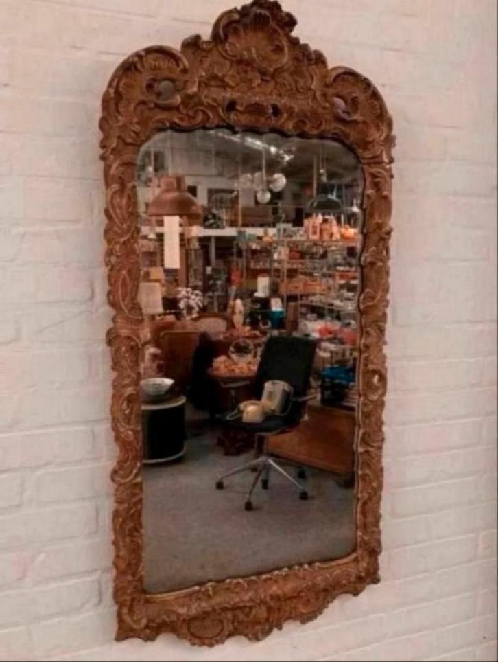 Spiegel schitterende antieke 18e eeuws terracotta barok, Huis en Inrichting, Woonaccessoires | Spiegels, Ophalen of Verzenden