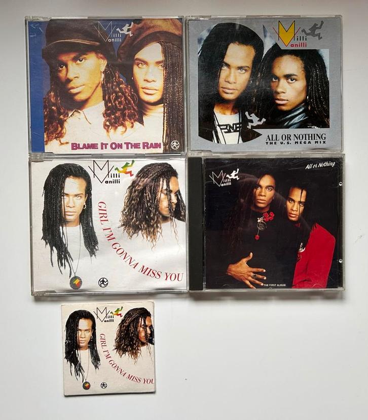 Set Milli Vanilli CD-Singles + album, Cd's en Dvd's, Cd Singles, Gebruikt, Dance, 2 t/m 5 singles, Ophalen of Verzenden