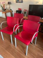 Leolux lederen eettafel stoelen myto rood., Huis en Inrichting, Stoelen, Myto, Leer, Ophalen of Verzenden, Zo goed als nieuw
