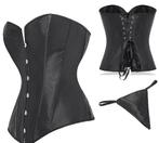 C10 zwart kunstleer rijg corset, maat M, L, 7XL, Ophalen of Verzenden, Zwart, Body of Korset