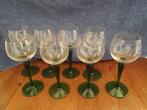 8 vintage wijnglazen met groene voet noblesse, Verzamelen, Glas en Borrelglaasjes, Ophalen, Gebruikt, Overige typen