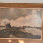 Jan Costerus Gronings landschap olieverf op doek, Antiek en Kunst, Kunst | Schilderijen | Klassiek, Ophalen of Verzenden
