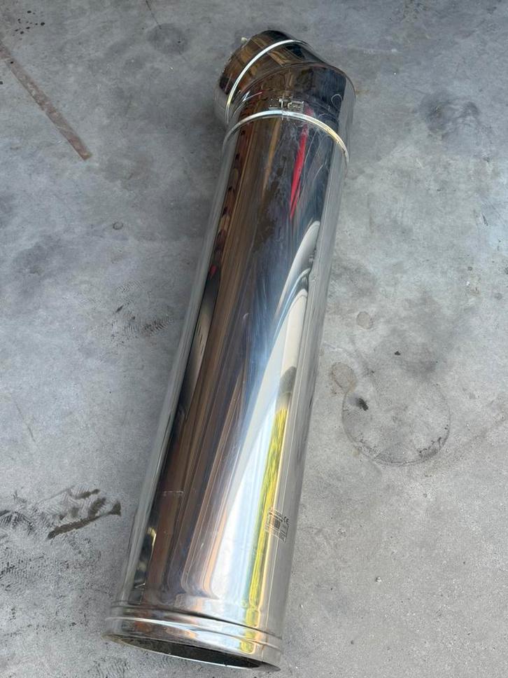 Rvs Dubbelwandige rookgaskanaal 200x100 + 45 graden bocht, Huis en Inrichting, Kachels, Houtkachel, Hout, Ophalen of Verzenden