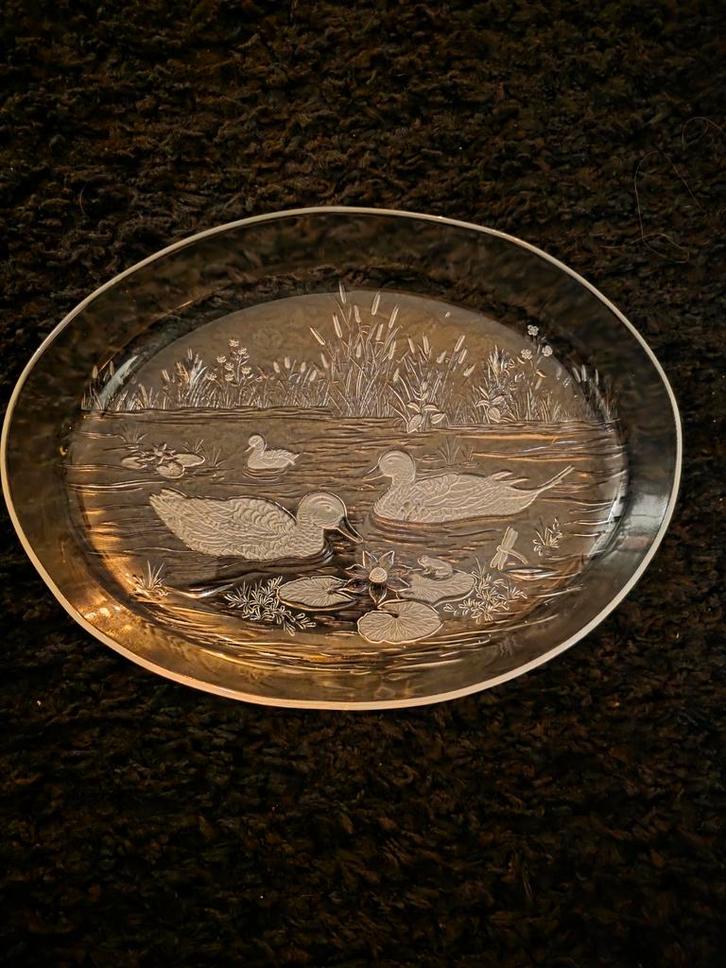 Grote Walther Glass schaal - Eenden decor - Nieuwstaat!, Antiek en Kunst, Antiek | Schalen, Ophalen of Verzenden
