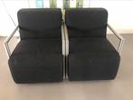 Fauteuils zwart RVS leuning (set van 2), Ophalen, Gebruikt, 100 tot 125 cm, 50 tot 75 cm