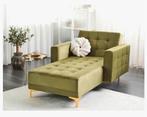 Chaise lonque slaapbank fluweel olijfgroen zgan!, Ophalen, Zo goed als nieuw, Eenpersoons, Minder dan 150 cm
