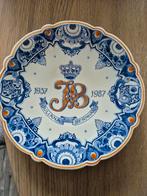 Delftsblauw herdenkingsbord Juliana Bernhard 1937-1987, Ophalen of Verzenden