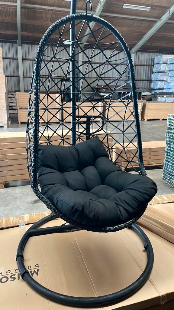Zwarte Hangstoel - Stijlvol Relaxen!, Tuin en Terras, Tuinstoelen, Nieuw, Metaal, Ophalen