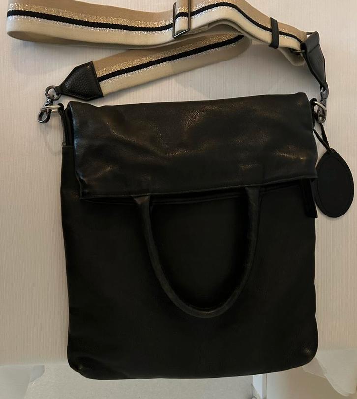 Saccoo zwarte leren damestas handtas schoudertas crossover, Sieraden, Tassen en Uiterlijk, Tassen | Damestassen, Zo goed als nieuw