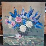 Bloemen op doek, Antiek en Kunst, Kunst | Schilderijen | Abstract, Ophalen of Verzenden