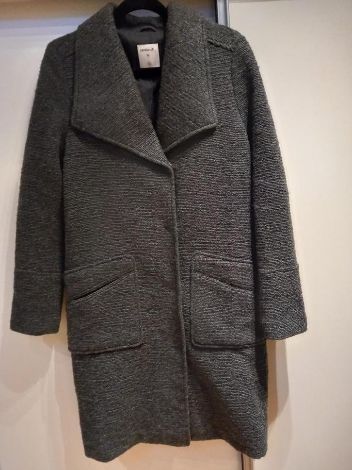 Wollen jas/mantel Sandwich, mt 36, Kleding | Dames, Jassen | Winter, Zo goed als nieuw, Maat 36 (S), Grijs, Ophalen of Verzenden