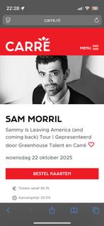 Sam Morril Carré 22 oktober, Tickets en Kaartjes, Twee personen, Maart