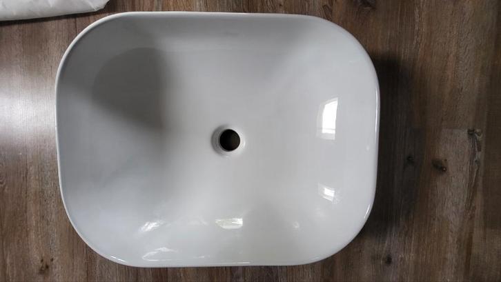 Wasbak zgan en afvoerplug(wit) nieuw, Doe-het-zelf en Verbouw, Sanitair, Zo goed als nieuw, Wastafel, Ophalen